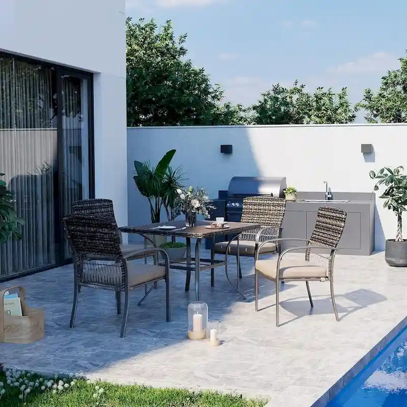Ensemble de salle à manger pour patio, ensemble de table et chaises, mobilier de jardin en osier