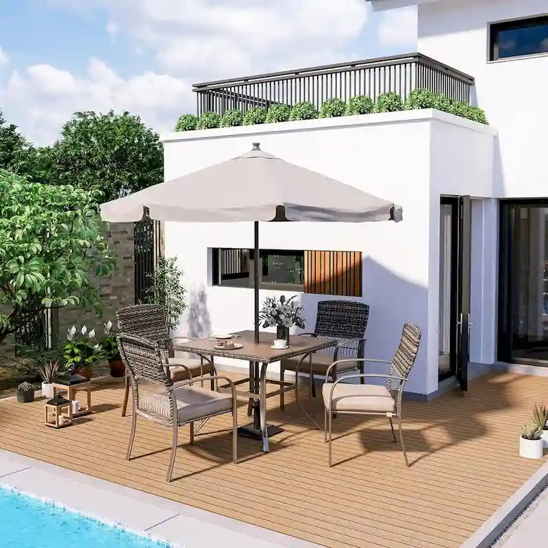 Ensemble de salle à manger pour patio, ensemble de table et chaises, mobilier de jardin en osier