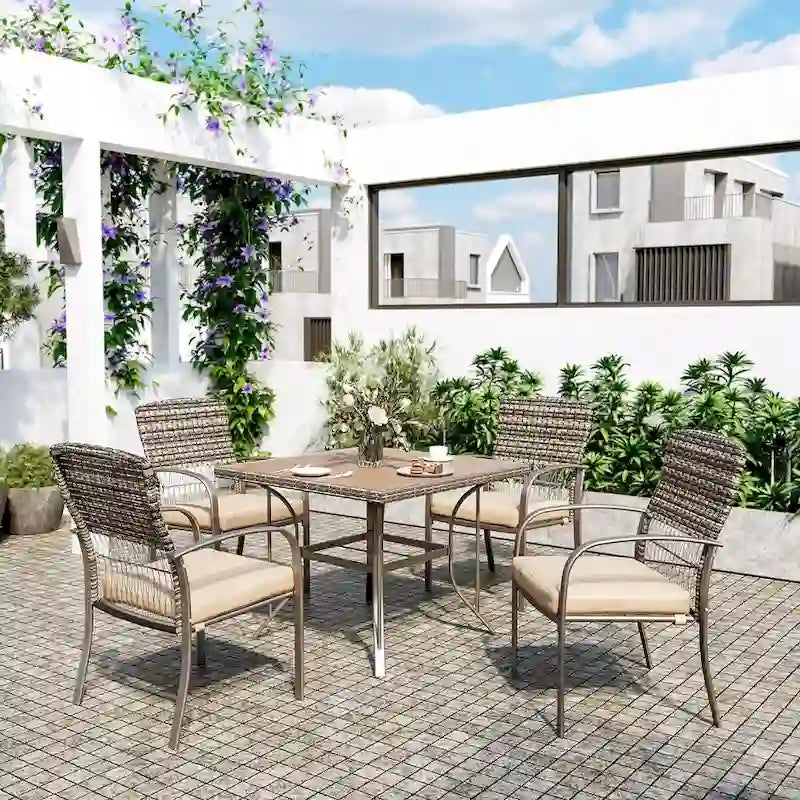 Ensemble de salle à manger pour patio, ensemble de table et chaises, mobilier de jardin en osier