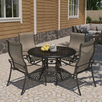 Ensemble de salle à manger d'extérieur 5 pièces en aluminium moulé avec chaises en textilène