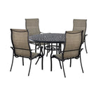 Ensemble de salle à manger d'extérieur 5 pièces en aluminium moulé avec chaises en textilène