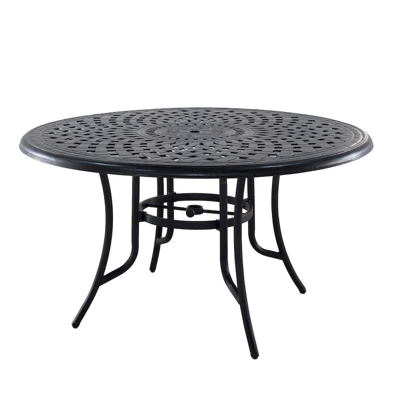 Ensemble de salle à manger d'extérieur 5 pièces en aluminium moulé avec chaises en textilène