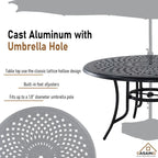 Ensemble de salle à manger d'extérieur 5 pièces en aluminium moulé avec chaises en textilène