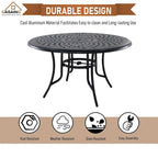 Ensemble de salle à manger d'extérieur 5 pièces en aluminium moulé avec chaises en textilène