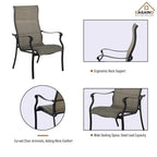 Ensemble de salle à manger d'extérieur 5 pièces en aluminium moulé avec chaises en textilène