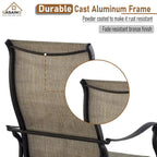 Ensemble de salle à manger d'extérieur 5 pièces en aluminium moulé avec chaises en textilène