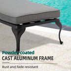 Chaise longue d'extérieur inclinable en aluminium 3 pièces avec coussins et table