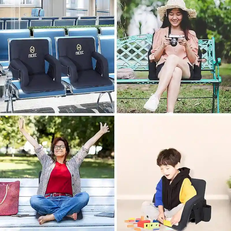 Sièges de stade larges pour gradins, sièges de gradins avec dossier, chaises de sol, 5 positions inclinables