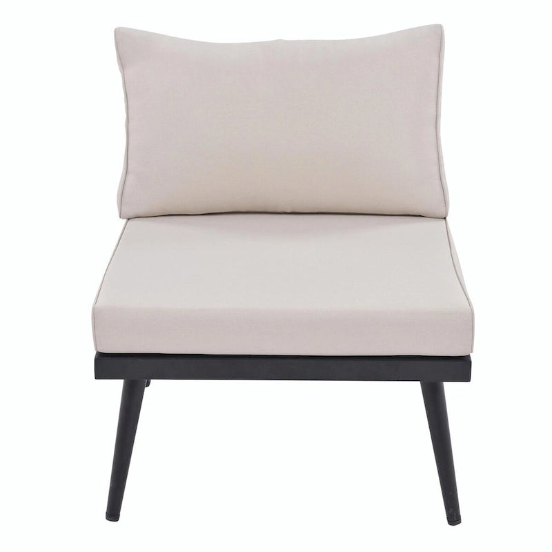 Ensemble de canapé d'angle d'extérieur 6 pièces avec tables basses gigognes et assises rembourrées