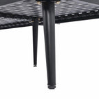Ensemble de canapé d'angle d'extérieur 6 pièces avec tables basses gigognes et assises rembourrées