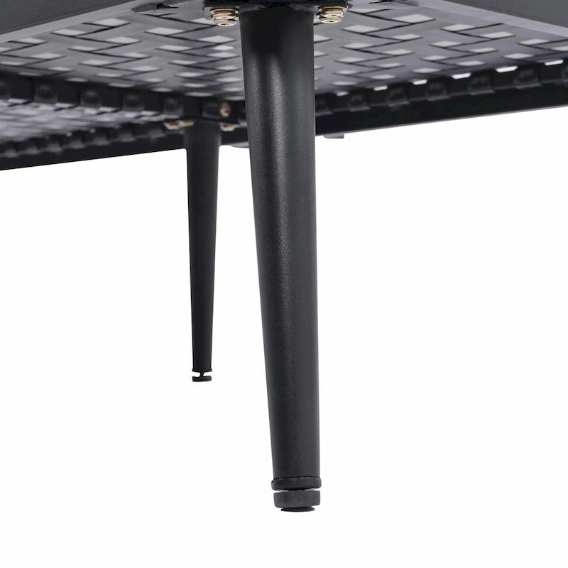 Ensemble de canapé d'angle d'extérieur 6 pièces avec tables basses gigognes et assises rembourrées