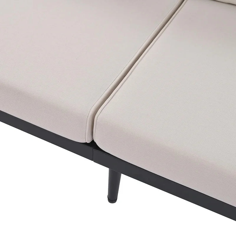 Ensemble de canapé d'angle d'extérieur 6 pièces avec tables basses gigognes et assises rembourrées