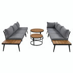 Ensemble de canapé d'angle d'extérieur 6 pièces avec tables basses gigognes et assises rembourrées