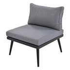 Ensemble de canapé d'angle d'extérieur 6 pièces avec tables basses gigognes et assises rembourrées