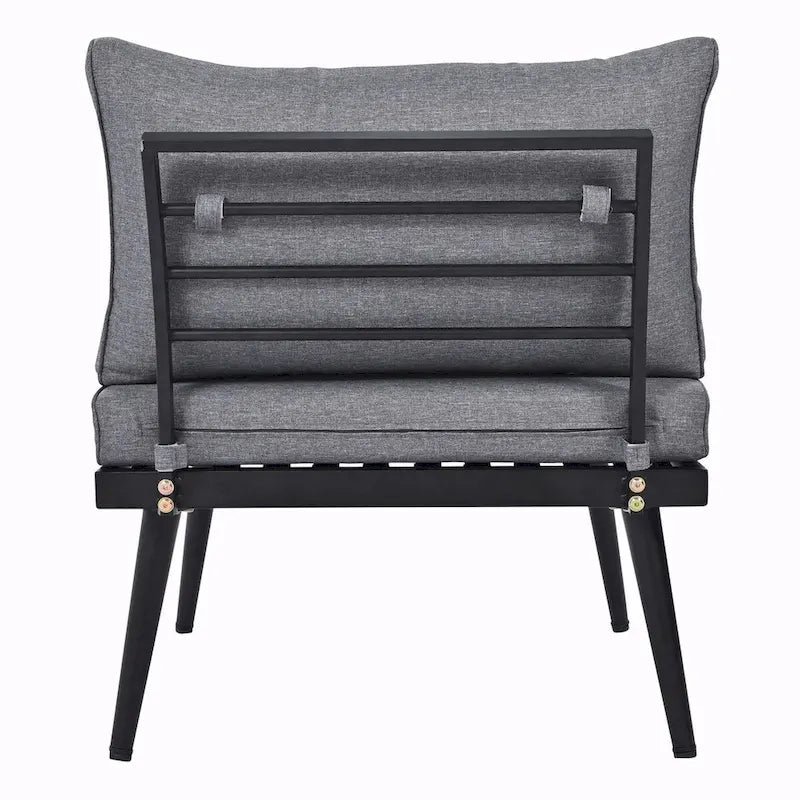 Ensemble de canapé d'angle d'extérieur 6 pièces avec tables basses gigognes et assises rembourrées