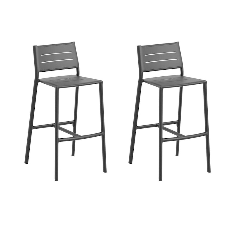 Tabouret de bar Eiland tout aluminium - Revêtement en poudre carbone - Structure en aluminium - 57 cm (L) x 51 cm (l) x 104 cm (H)