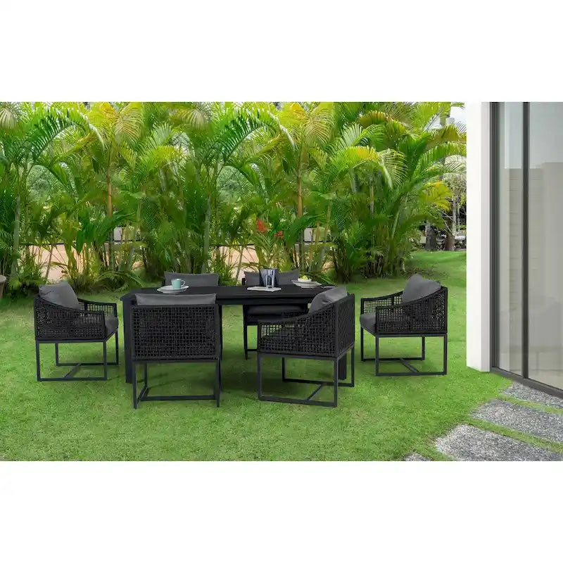 Ensemble table et 6 chaises de jardin en aluminium Sardinia - Noir