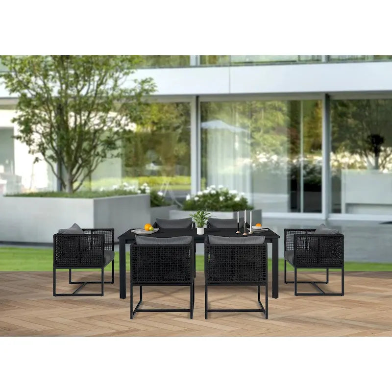 Ensemble table et 6 chaises de jardin en aluminium Sardinia - Noir