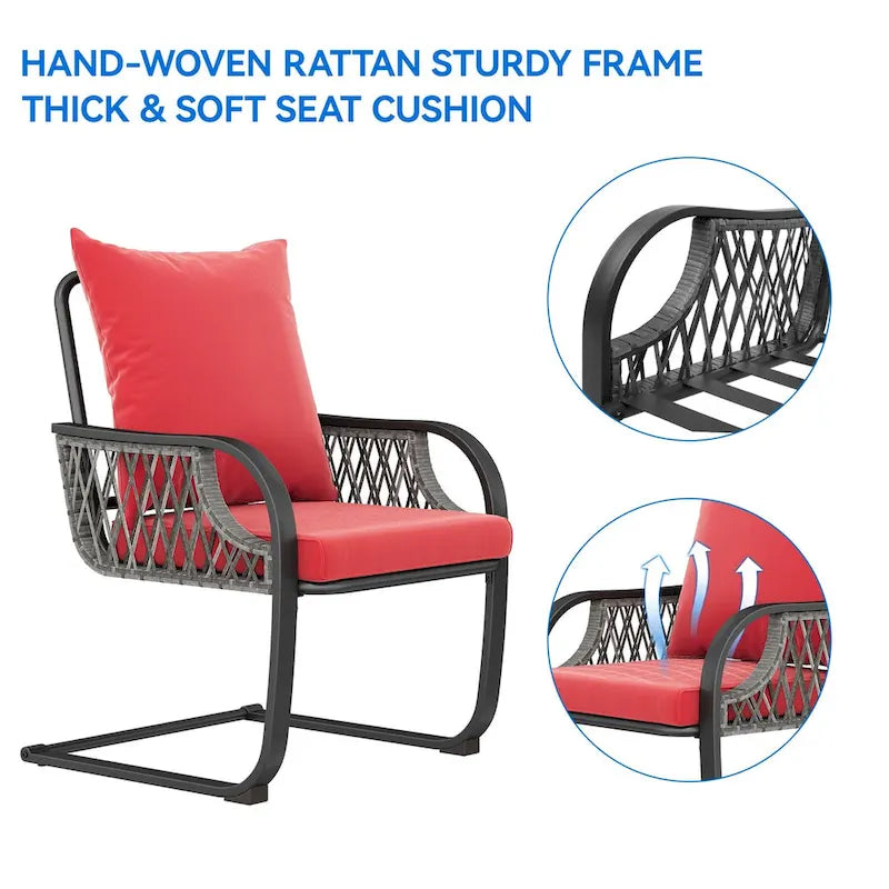 Ensemble de mobilier de jardin Moasis 3 pièces en résine tressée avec chaises à ressort - 3 pièces