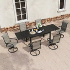 Ensemble de salle à manger d'extérieur 7 pièces avec 1 table extensible