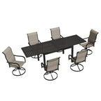 Ensemble de salle à manger d'extérieur 7 pièces avec 1 table extensible