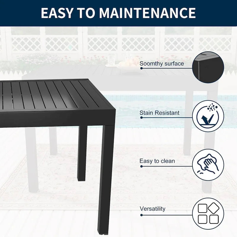 Ensemble de salle à manger d'extérieur 7 pièces avec 1 table extensible