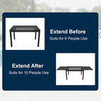 Ensemble de salle à manger d'extérieur 7 pièces avec 1 table extensible