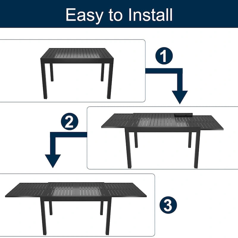 Ensemble de salle à manger d'extérieur 7 pièces avec 1 table extensible