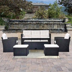 Ensemble de mobilier de jardin 6 pièces en rotin tressé avec canapé d'angle et table basse