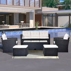 Ensemble de mobilier de jardin 6 pièces en rotin tressé avec canapé d'angle et table basse