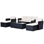 Ensemble de mobilier de jardin 6 pièces en rotin tressé avec canapé d'angle et table basse