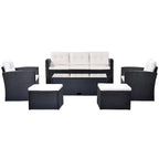 Ensemble de mobilier de jardin 6 pièces en rotin tressé avec canapé d'angle et table basse