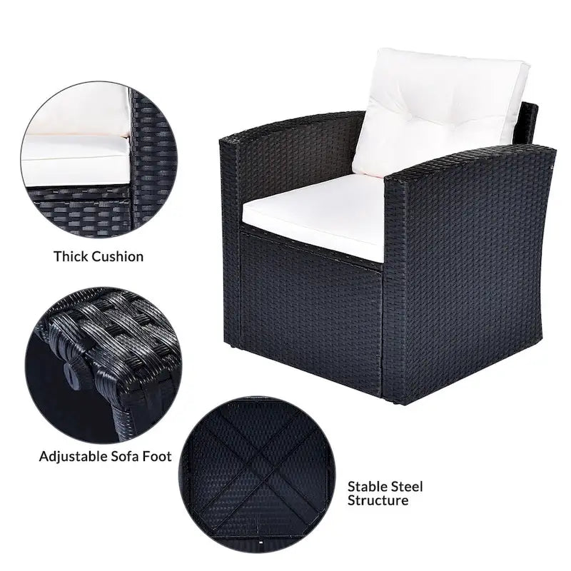 Ensemble de mobilier de jardin 6 pièces en rotin tressé avec canapé d'angle et table basse
