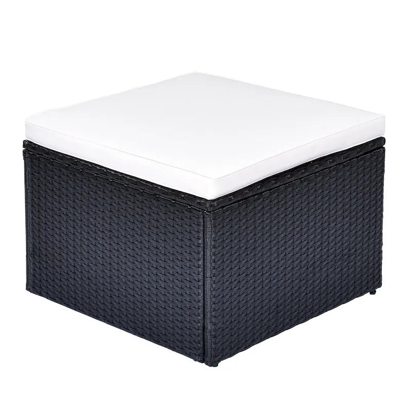 Ensemble de mobilier de jardin 6 pièces en rotin tressé avec canapé d'angle et table basse