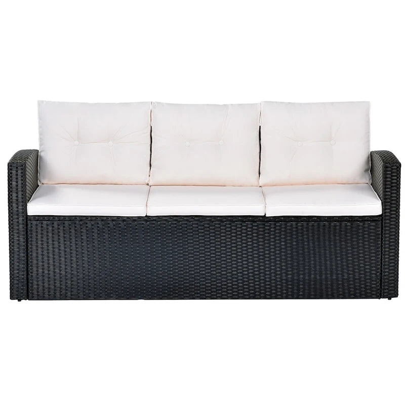 Ensemble de mobilier de jardin 6 pièces en rotin tressé avec canapé d'angle et table basse