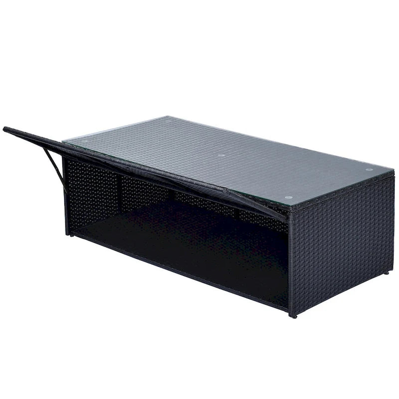 Ensemble de mobilier de jardin 6 pièces en rotin tressé avec canapé d'angle et table basse