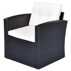 Ensemble de mobilier de jardin 6 pièces en rotin tressé avec canapé d'angle et table basse