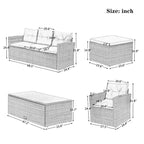 Ensemble de mobilier de jardin 6 pièces en rotin tressé avec canapé d'angle et table basse