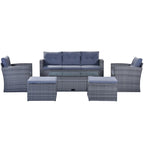 Ensemble de mobilier de jardin 6 pièces en rotin tressé avec canapé d'angle et table basse