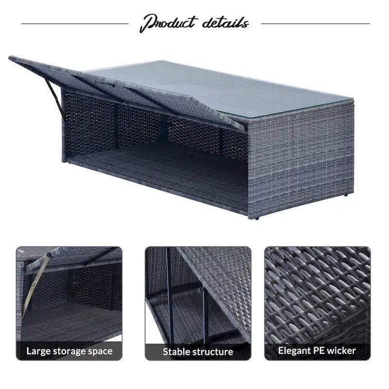 Ensemble de mobilier de jardin 6 pièces en rotin tressé avec canapé d'angle et table basse