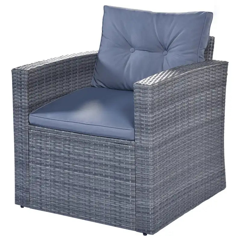 Ensemble de mobilier de jardin 6 pièces en rotin tressé avec canapé d'angle et table basse