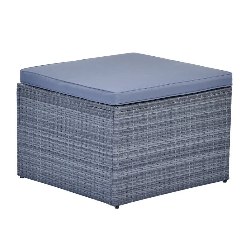 Ensemble de mobilier de jardin 6 pièces en rotin tressé avec canapé d'angle et table basse