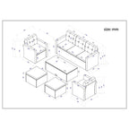 Ensemble de mobilier de jardin 6 pièces en rotin tressé avec canapé d'angle et table basse