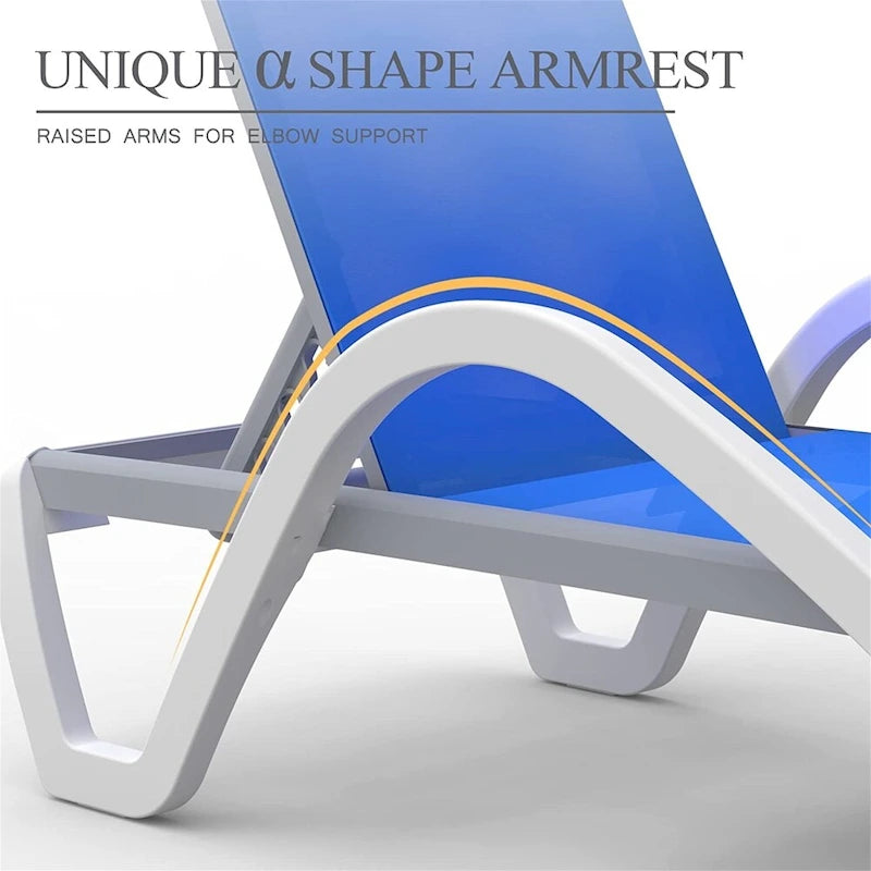 Chaises longues de patio réglables en aluminium avec accoudoirs