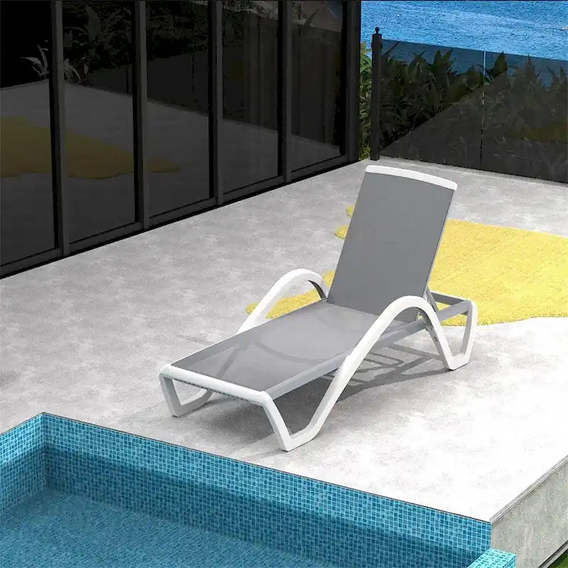 Chaises longues de patio réglables en aluminium avec accoudoirs