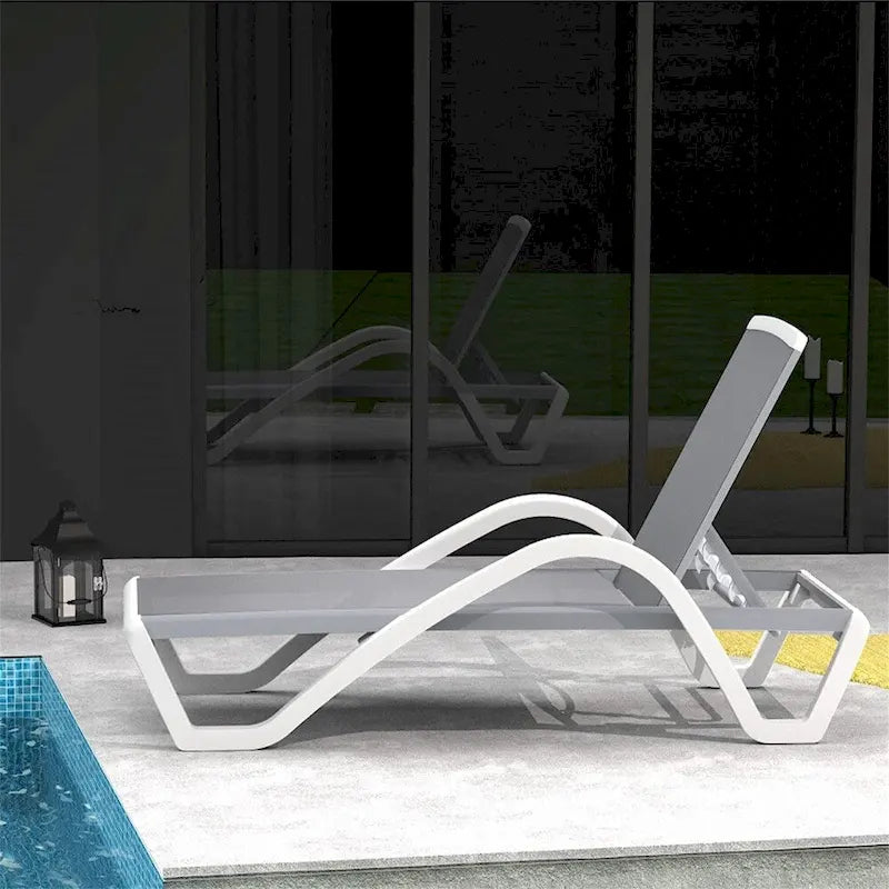 Chaises longues de patio réglables en aluminium avec accoudoirs
