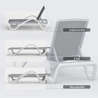 Chaises longues de patio réglables en aluminium avec accoudoirs
