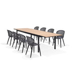 Ensemble de salle à manger d'extérieur en aluminium Amazonia Petherson - Chaises noires