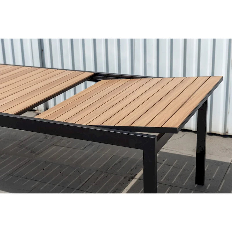 Ensemble de salle à manger d'extérieur en aluminium Amazonia Petherson - Chaises noires