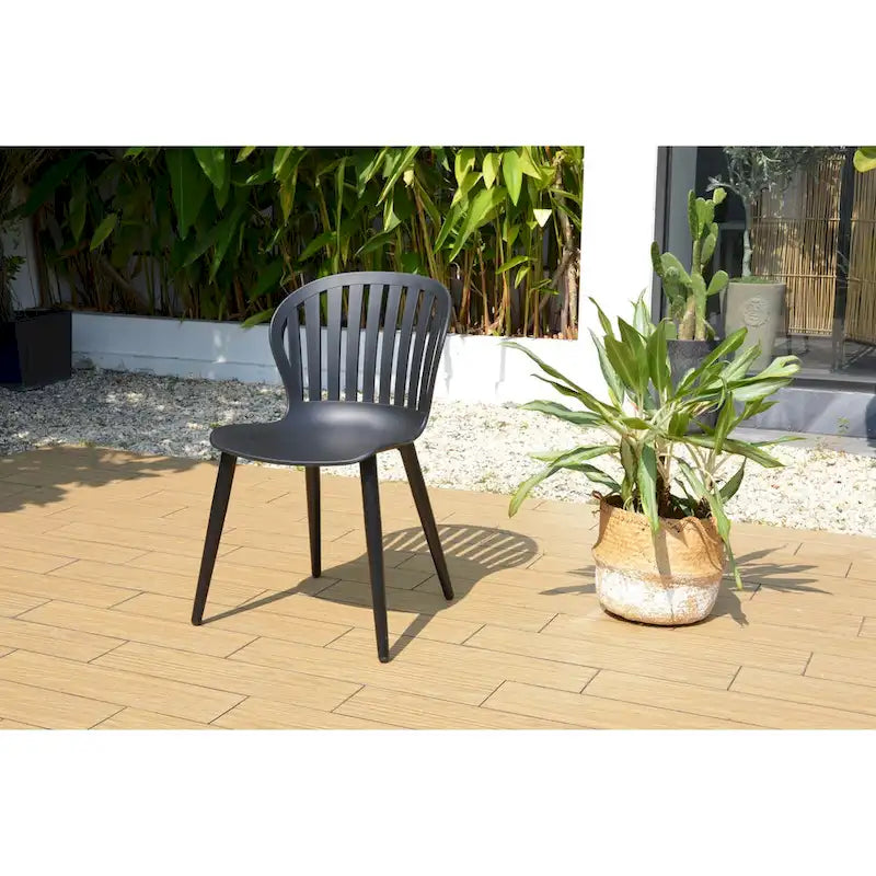 Ensemble de salle à manger d'extérieur en aluminium Amazonia Petherson - Chaises noires